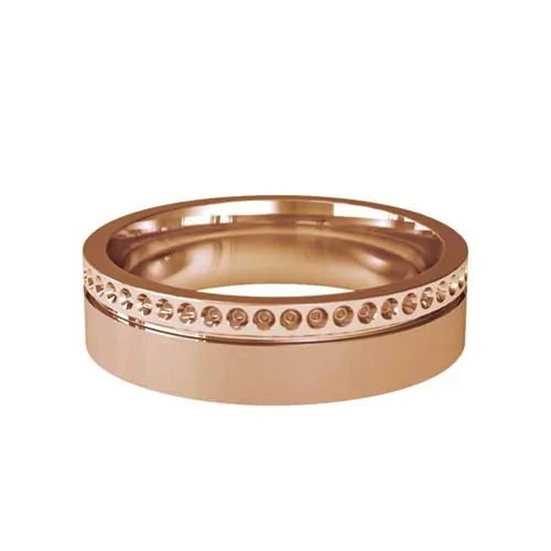 Patterned Designer Rose Gold Wedding Ring - Poeme